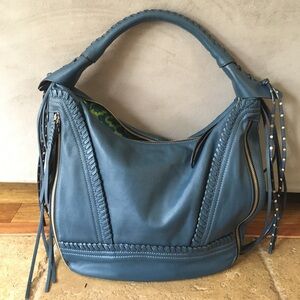 orYANY Blue Leather Hobo Bag